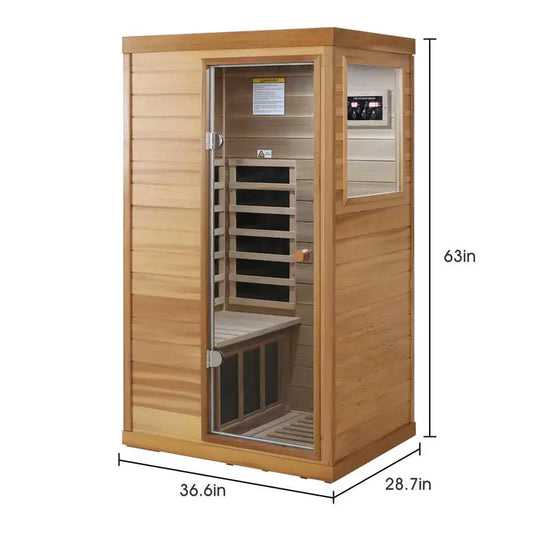 One-Person, Infrared Sauna, Right Glass Door, Indoor Use