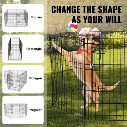 VEVOR Foldable Metal Pet Exercise Pen, Fabric Top Cover
