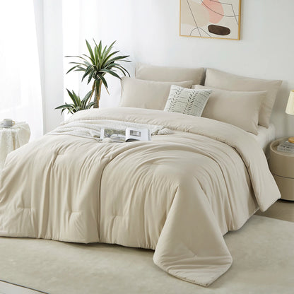 3PCS Solid Color Comforter Set, Soft, Breathable Bedding