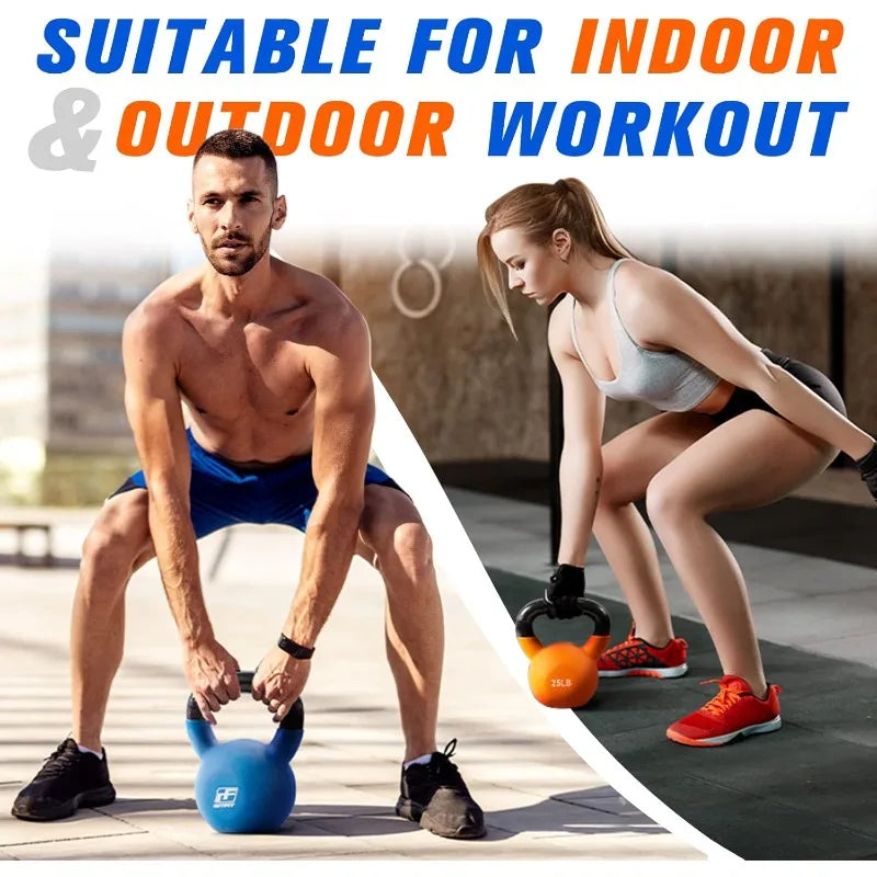 Neoprene Coated Solid Cast Iron Kettlebell 20-25-30-40-45 LB, Cross-Training