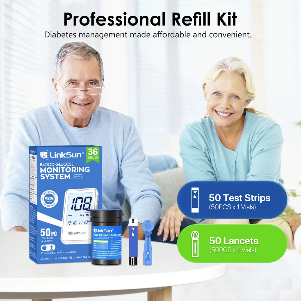 Blood Glucose Meter, 50/100pcs Diabetes Tester Blood Sugar Monitor, Digital, Complete Kit
