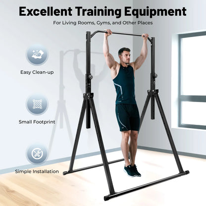 Black Triangular Pull Up Station Adjustable Height Carbon Steel Horizontal Bar for Home Gym Strength Training