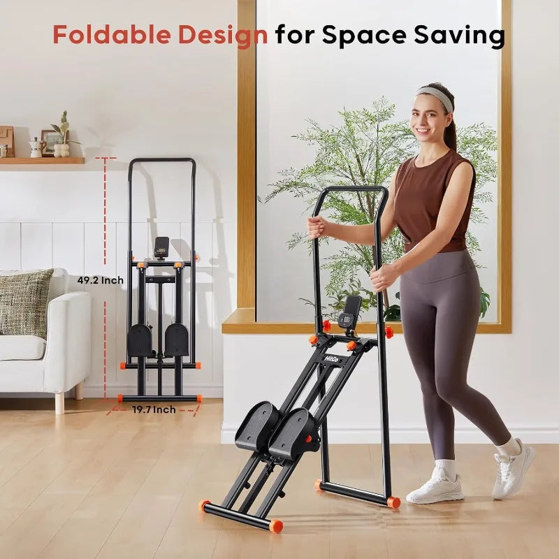Foldable Stair Stepper Machine, Vertical Stair Climber, Home/Gym, Full-Body Cardio Workout Equipment, Adjustable Handlebar
