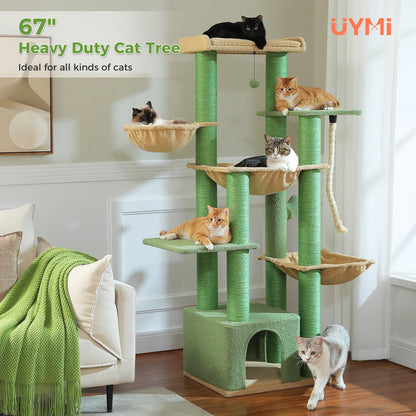 Multi-Level Cat Tree with Scratching Posts, Cozy Condo, Super Large Perch, Deep Hammocks