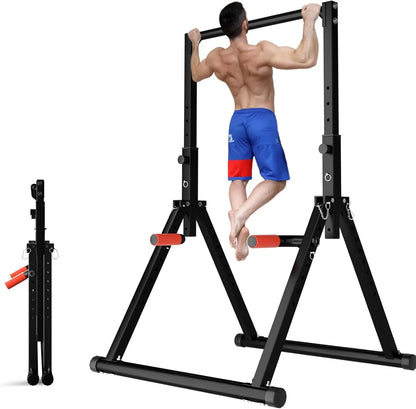 Multifunction Power Tower Pull Up Bar, Dip Station, Adjustable, Foldable