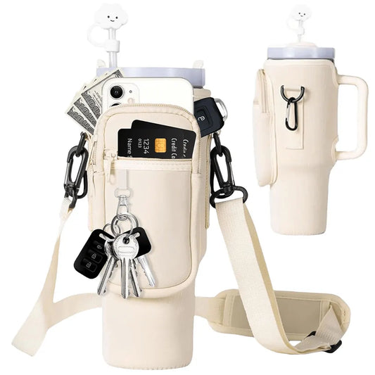 40oz Water Bottle Carrier Bag For Stanley Quencher, Adjustable Shoulder Strap, Non-slip, Insulated