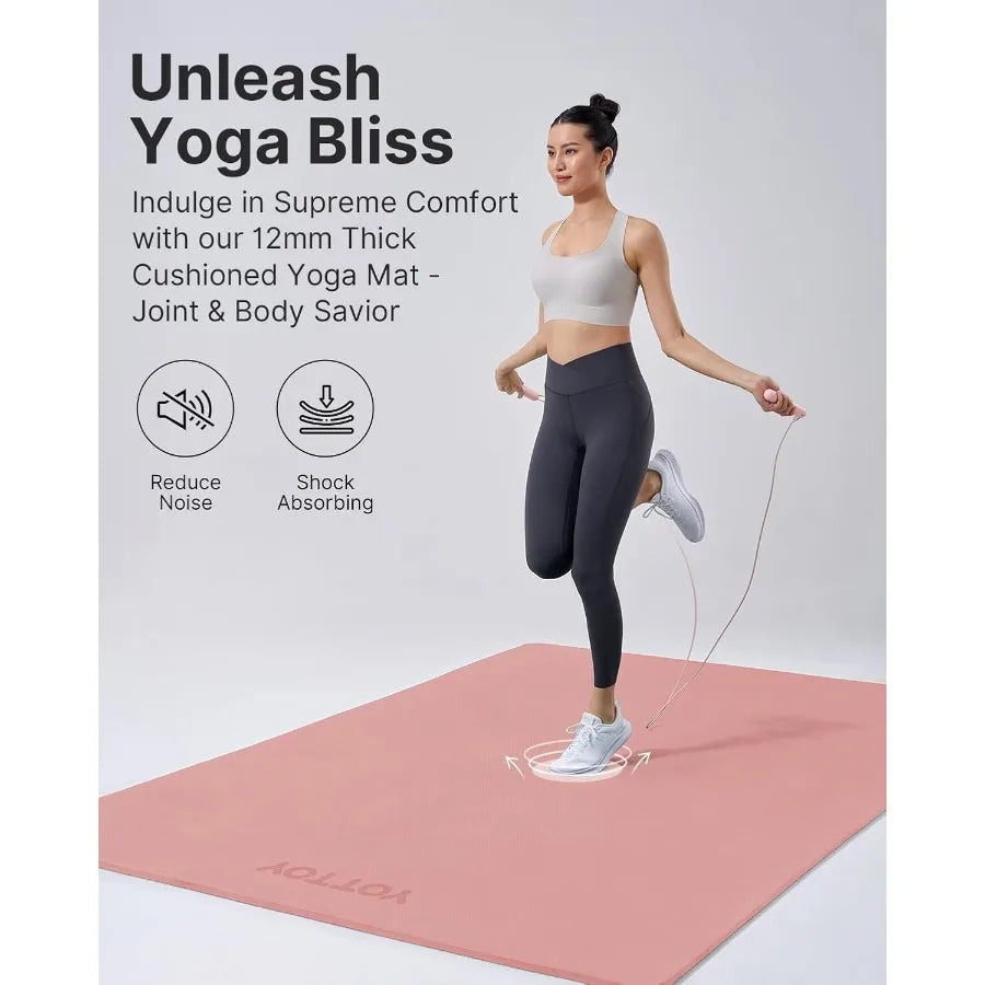 YOTTOY Large Yoga/Pilates Exercise Mat, Extra Wide, Non-Slip Surface, Fitness Training