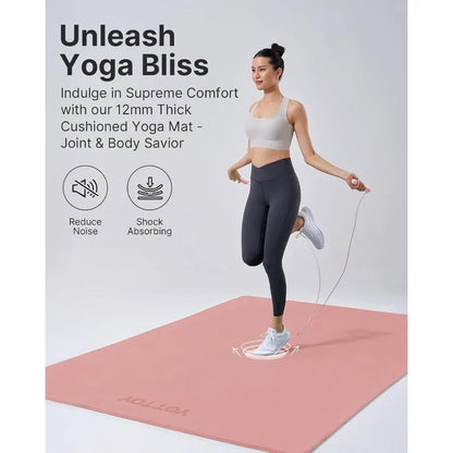 YOTTOY Large Yoga/Pilates Exercise Mat, Extra Wide, Non-Slip Surface, Fitness Training