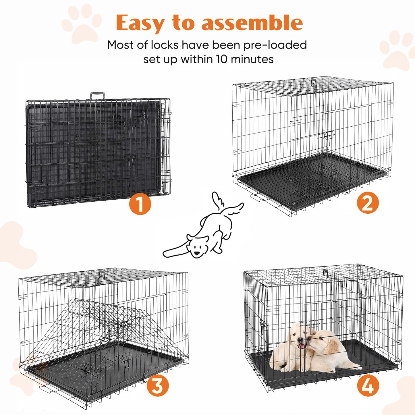 Folding, Metal Pet Kennel, Travel