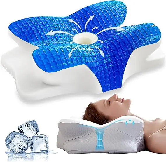 Cooling Gel Pillows, Neck/Shoulder, Cervical, Cozy Sleeping, Odorless Ergonomic Contour Memory Foam
