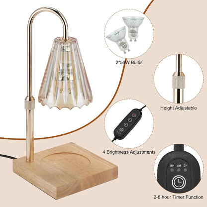 Electric Candle Lamp Warmer with Timer & Dimmer, Height Adjustable