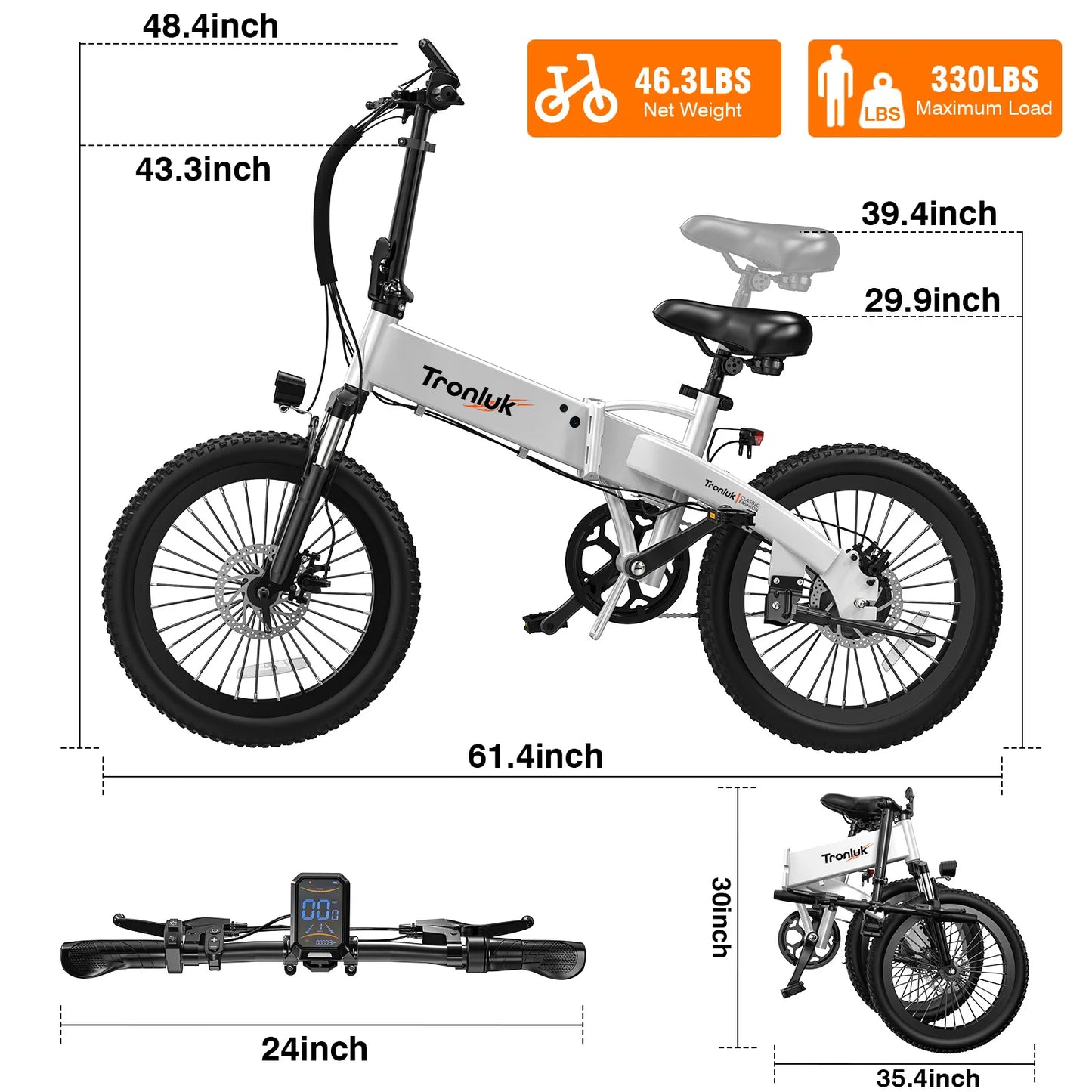 Youth/Adult Electric Bicycle 5-Speed with Assisted Riding 20MPH Urban Commuting
