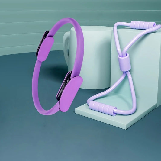 2-In-1 Yoga Pilates Fitness Ring And 8-Shaped Resistance Band Set for Pilates Core Strength Training