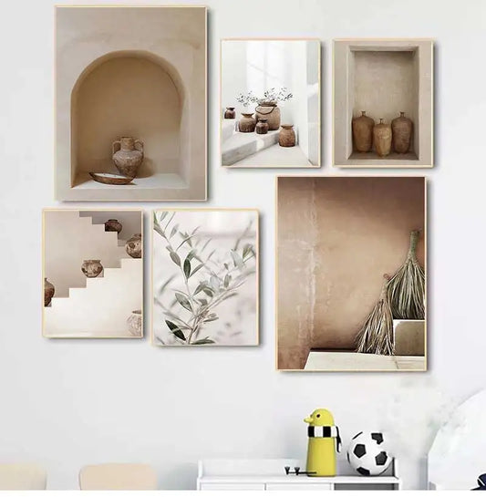 Bohemian Classic Vase Still Life Wall Art, Canvas Painting, Modern Living Room Decor