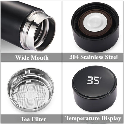 500Ml Thermos Bottle Smart Cup with LED Temperature Digital Display, Stainless Steel