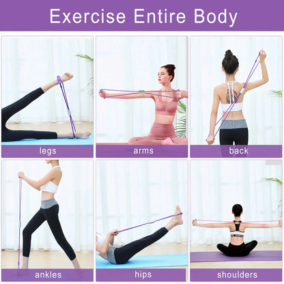 2-In-1 Yoga Pilates Fitness Ring And 8-Shaped Resistance Band Set for Pilates Core Strength Training