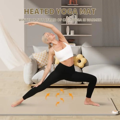 Adjustable Temperature Heated Floor Mat for Yoga/Pilates, Extra Large Size, Ant-Slip Surface