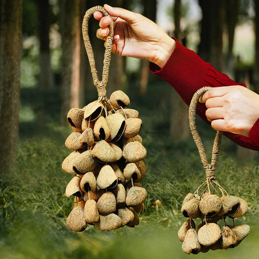 Straw Rope Hand Bell, Meditation/Yoga, Healing, Natural Fruit Shells, Wind Chimes