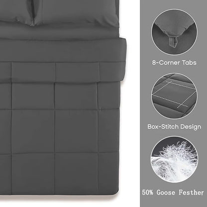 Goose Feather Down Comforter, Ultra Fluffy Duvet Insert, Corner Tabs