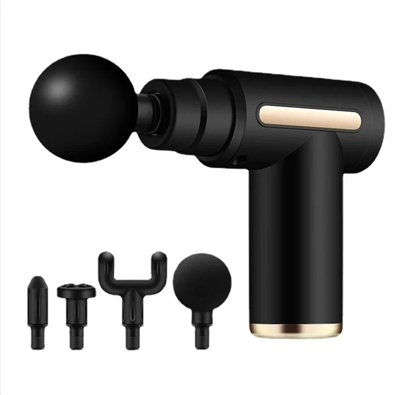 Mini Fascia Massage Gun Electric Massager Body Relaxation Belt 4 Replaceable Heads Fitness Equipment