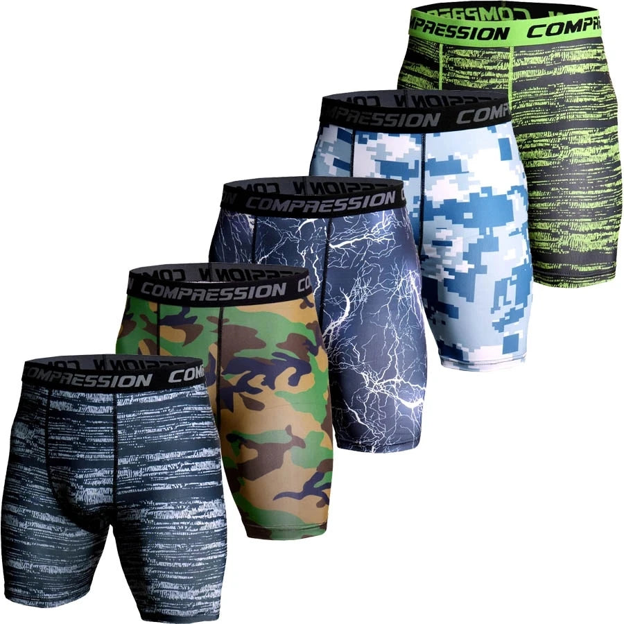 Compression Shorts Men 3D Print Camouflage Bodybuilding Tights Muscle Sport Elastic Running Shorts