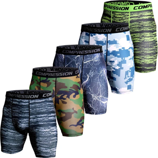 Compression Shorts Men 3D Print Camouflage Bodybuilding Tights Muscle Sport Elastic Running Shorts