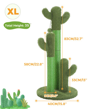 Cat Scratching Post with 3 Natural Scratching Poles and Interactive Dangling Ball