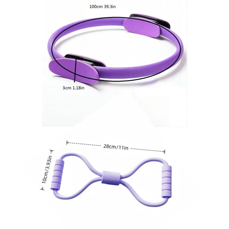 2-In-1 Yoga Pilates Fitness Ring And 8-Shaped Resistance Band Set for Pilates Core Strength Training