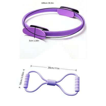 2-In-1 Yoga Pilates Fitness Ring And 8-Shaped Resistance Band Set for Pilates Core Strength Training