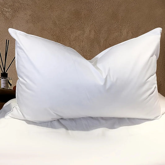 2pcs/Set 50% Goose Feathers Down Pillows, White, Queen, Breathable