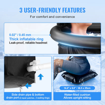 Ice Bath Tub, Cold Water Therapy, Inflatable, Folding