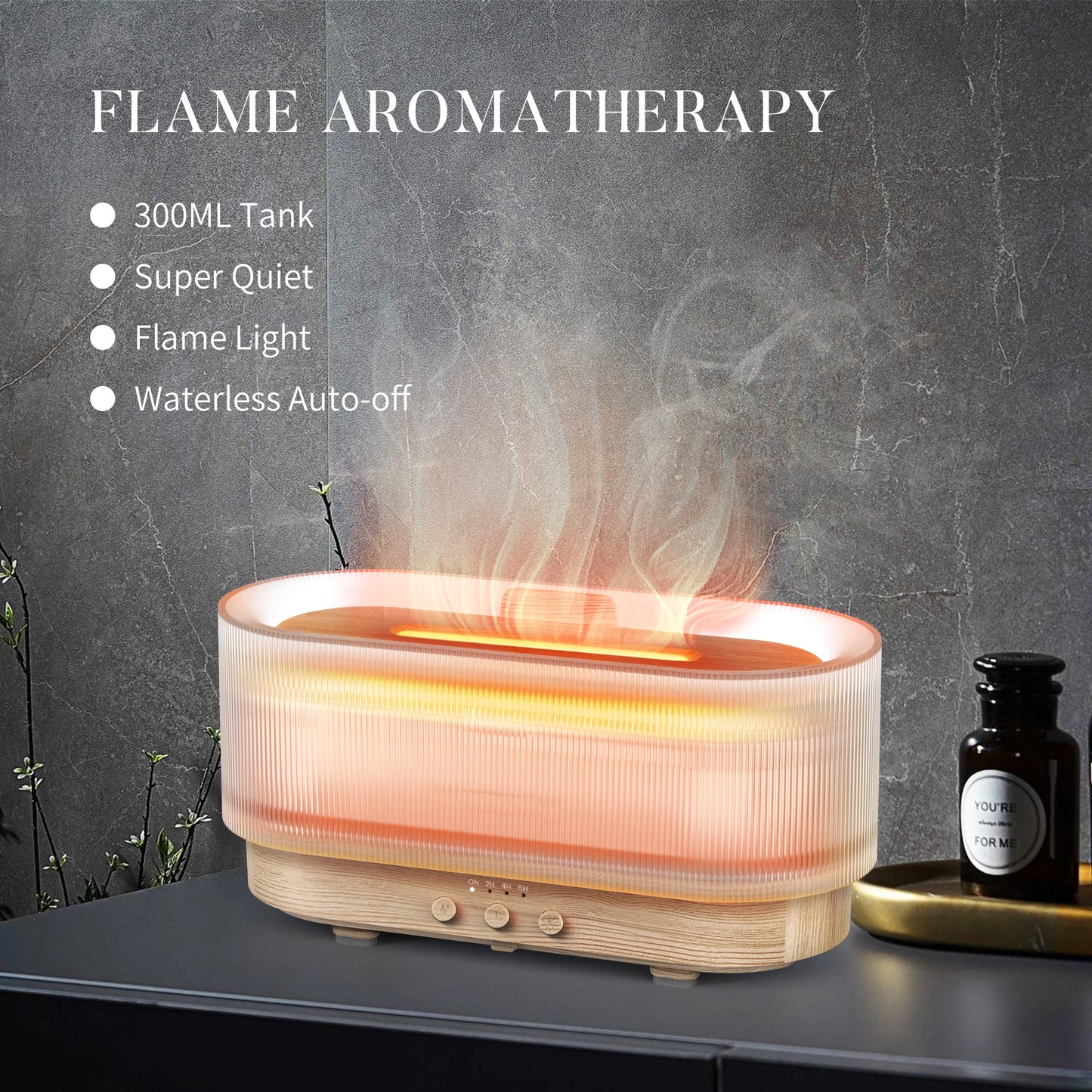 Air Humidifier, Small Size, Ultrasonic Cool Mist Maker, Aroma Diffuser Led Essential Oil Flame Lamp