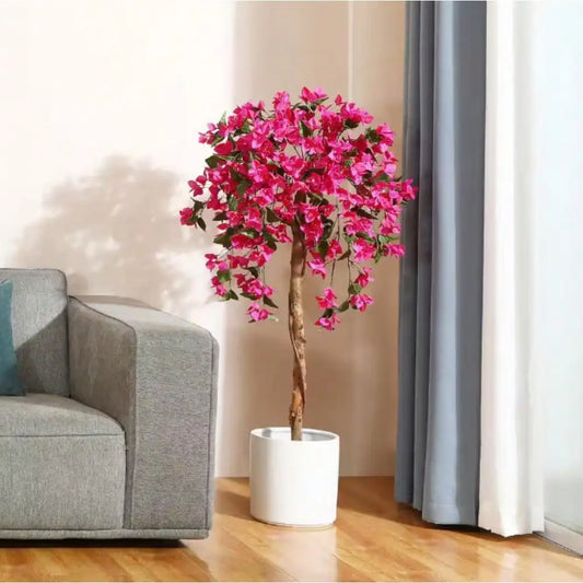 4 ft. Artificial Bougainvillea Flowers Tree, Wood Trunk