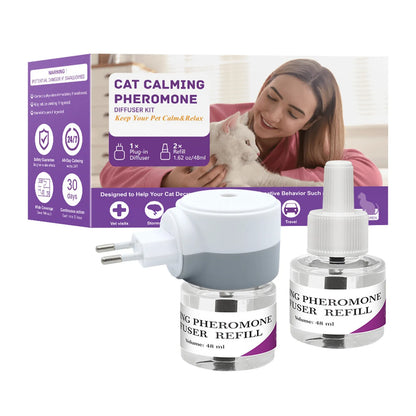 Pet Calming Diffuser, 3-in-1 Stress Relief Pheromones, Anxiety & Aggression Reducer, 1 Diffuser 2 Refill