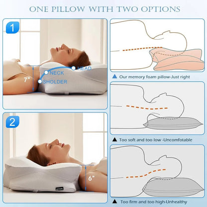 Cooling Gel Pillows, Neck/Shoulder, Cervical, Cozy Sleeping, Odorless Ergonomic Contour Memory Foam