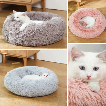 Donut Dog/Cat Calming Bed, Warm Soft Long Plush, Washable