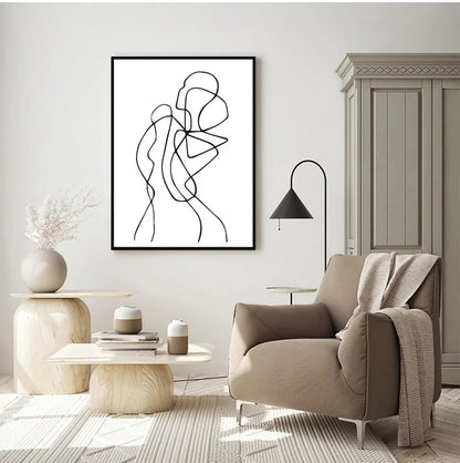 Abstract Posters, Minimalist Wall Art Canvas Painting ,Line Body Face Art Prints, Nordic Wall Pictures