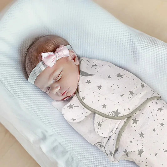 Baby Blanket Hat Set, Cotton, Newborn Swaddle, Adjustable