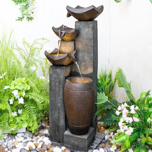 Outdoor Patio Fountain with Lights, Gardens/Backyards/Lawns/Balconies
