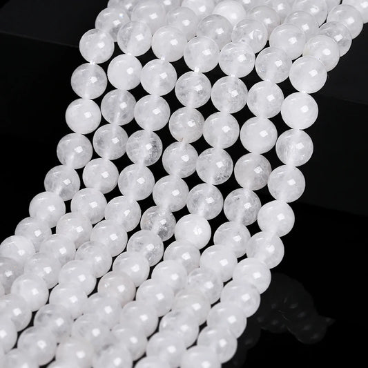 Natural Stone, High Quality White Jade Round Loose Spacer Beads For Jewelry Making