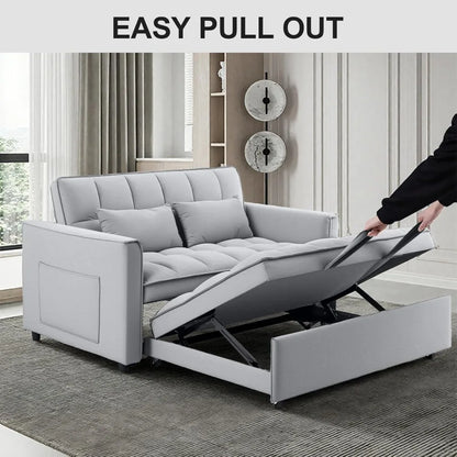 Pull-Out Sleeper Sofa Bed 3-Level Adjustable Backrest, Loveseat Sleeper Couch