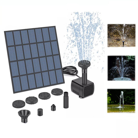 Solar Water Fountain Pump With Nozzles, Pond, Garden, Pool, Aquarium