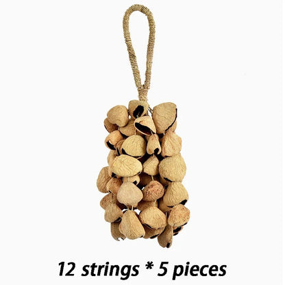 Straw Rope Hand Bell, Meditation/Yoga, Healing, Natural Fruit Shells, Wind Chimes