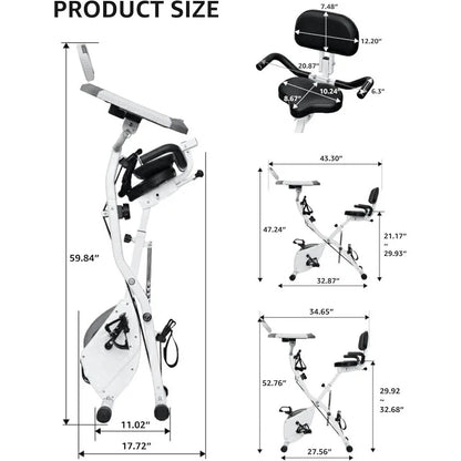 Foldable Stationary Bike, 16-Level Magnetic Resistance, Tri-Position Ride