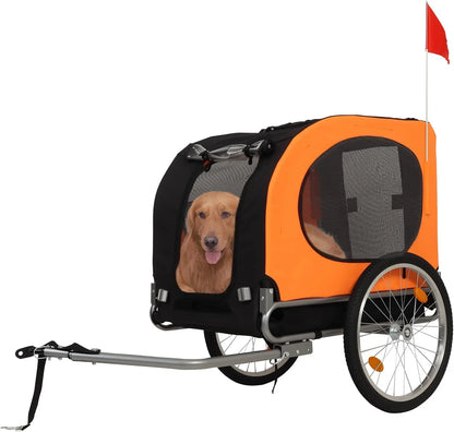 Large Dog Bike Trailer 88Lbs Capacity  Foldable Oxford Fabric Universal Coupler with Quick Release Wheels
