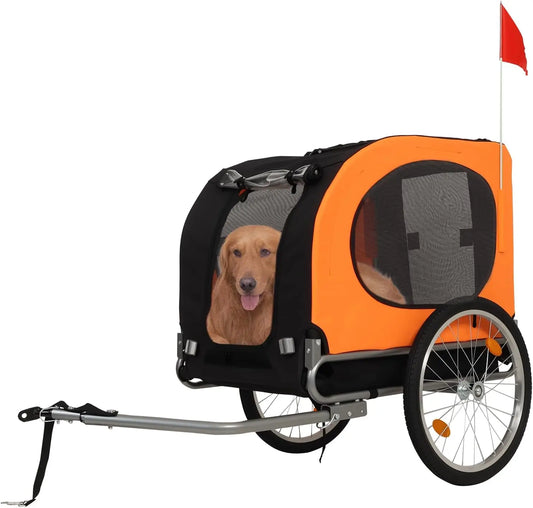 Large Dog Bike Trailer 88Lbs Capacity  Foldable Oxford Fabric Universal Coupler with Quick Release Wheels
