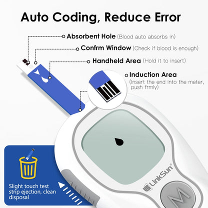 Blood Glucose Meter, 50/100pcs Diabetes Tester Blood Sugar Monitor, Digital, Complete Kit