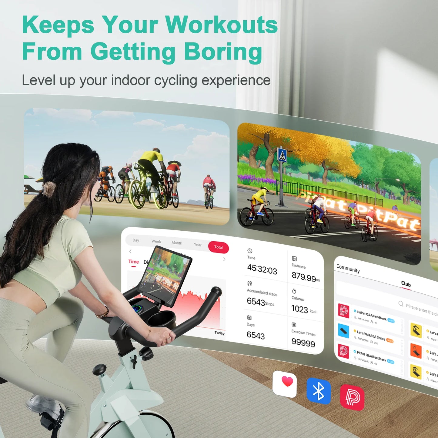 32-Level Magnetic Resistance Stationary Bike for Home, Low Noise Cycling Workout