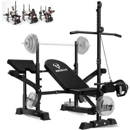 8-in-1 Multi-Function Full Body Exercise Weight Bench, Strength Training Workout