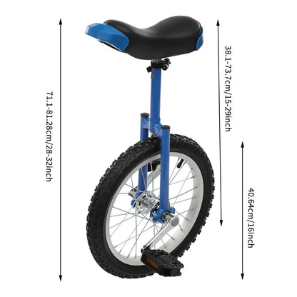 16-inch One Wheel Balance Exercise Bicycle, Adjustable For Adults/Kids